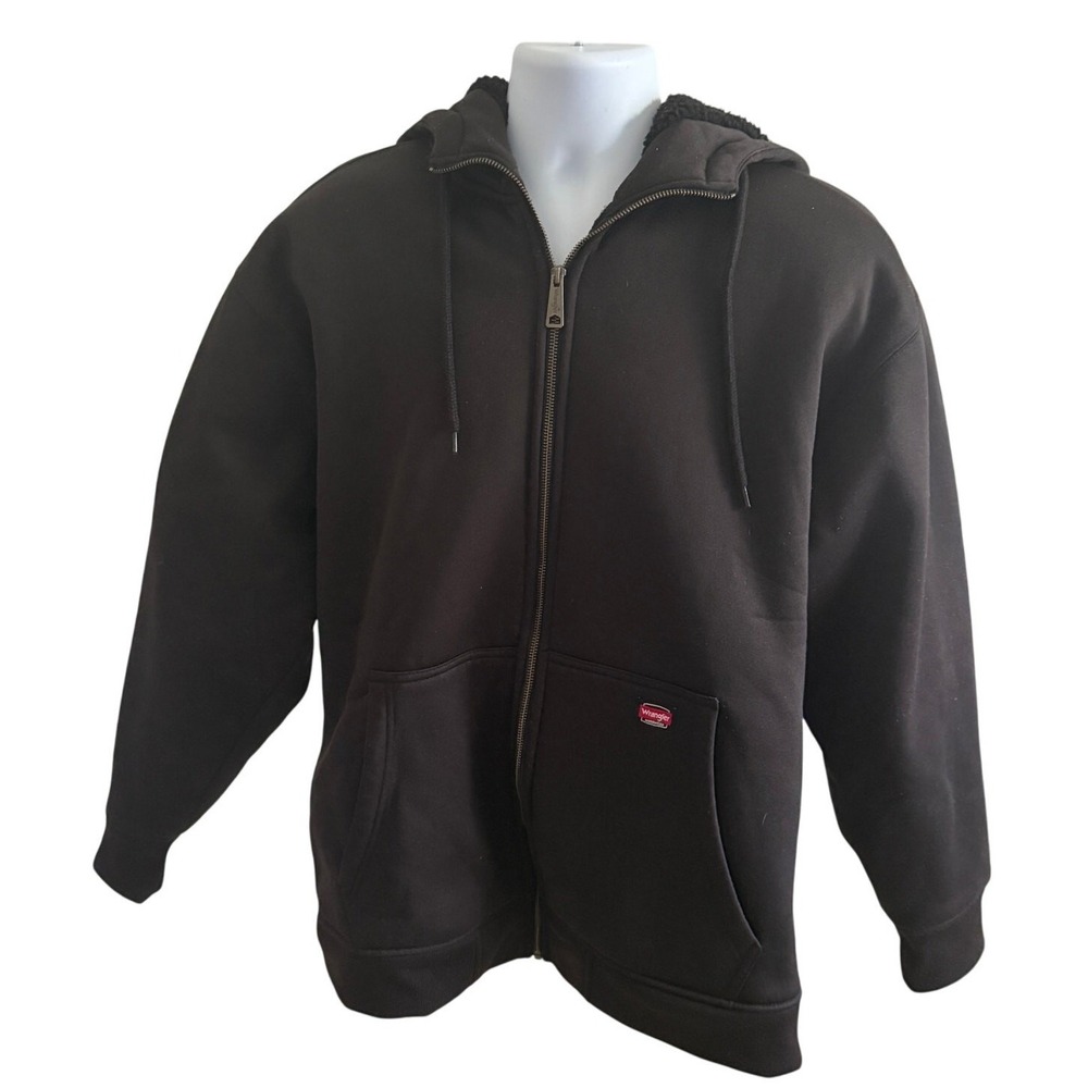 Wrangler Hooded Sherpa Lined Full Zip Jacket Size XL Workwear Utility Outdoor